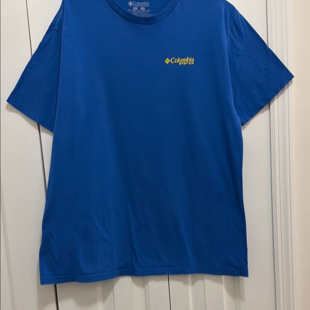 Columbia Men's Short Sleeve Tee in Bright Blue with Yellow Logo